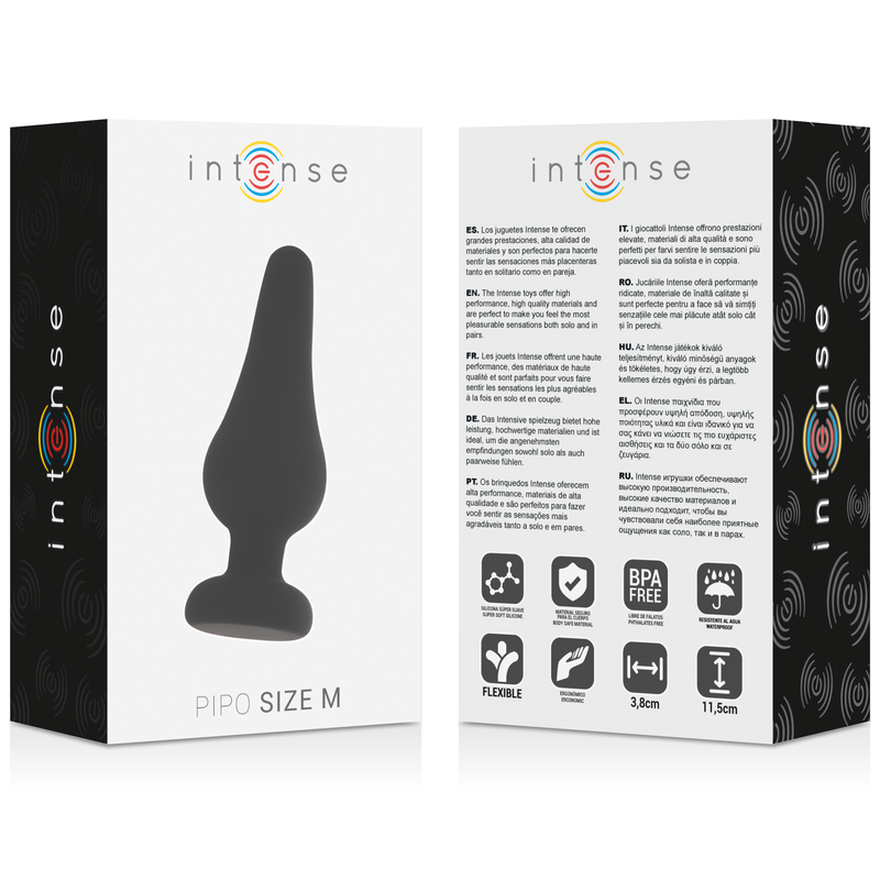 INTENSE - ANAL PLUG PIPO M SILICONE NEGRO 11 CM - Imagen 4