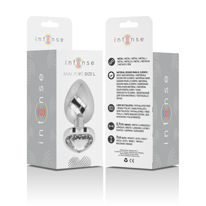INTENSE - PLUG ANAL METAL ALUMINIO CORAZÓN BLANCO TALLA L - Imagen 6