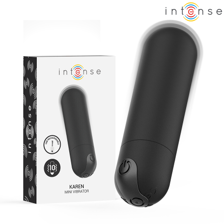 INTENSE - KAREN MINI BALA VIBRADORA 10 MODOS RECARGABLE NEGRO