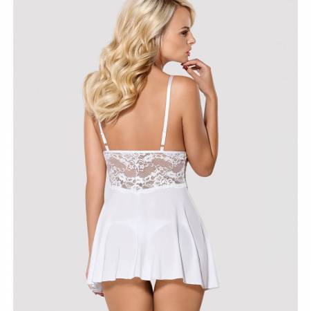 810-BAB-2 BABYDOLL & THONG WHITE   S/M