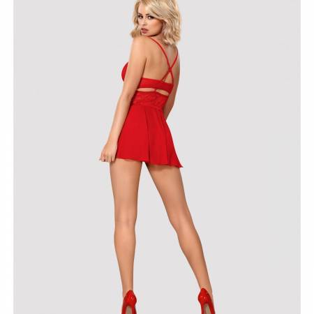 838-BAB-3 BABYDOLL & THONG RED 2XL/3XL