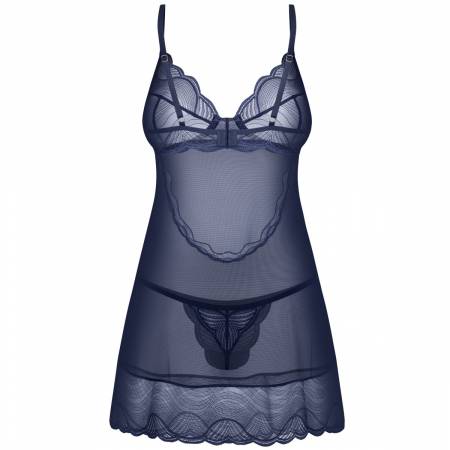 NIGHTLY BLUE CHEMISE & THONG  M/L