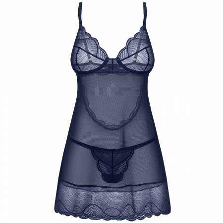 NIGHTLY BLUE CHEMISE & THONG XL/2XL