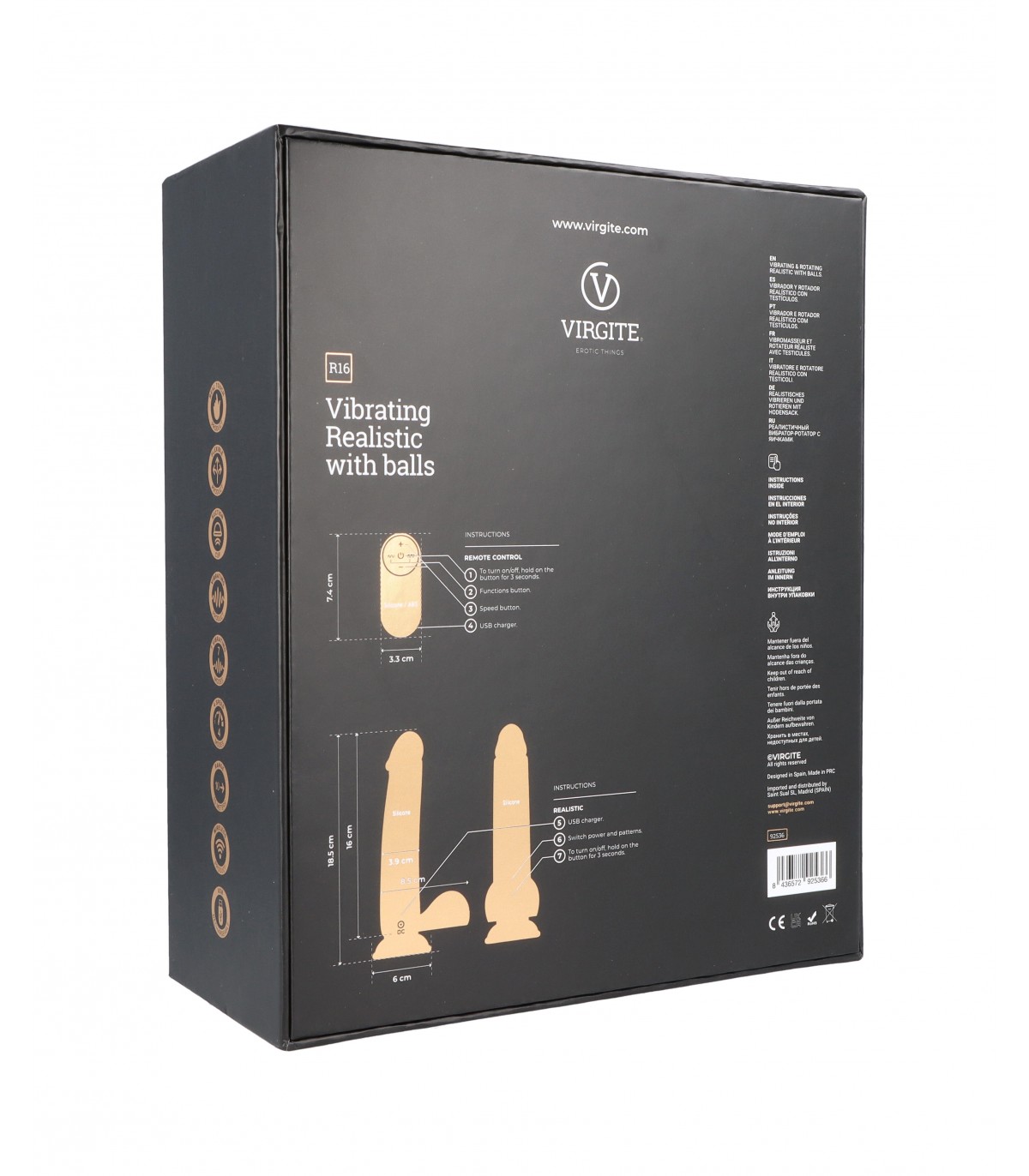 Vibrador Realista Virgite R16 con Mando a Distancia - Silicona Líquida (18,5 cm) - Imagen 3